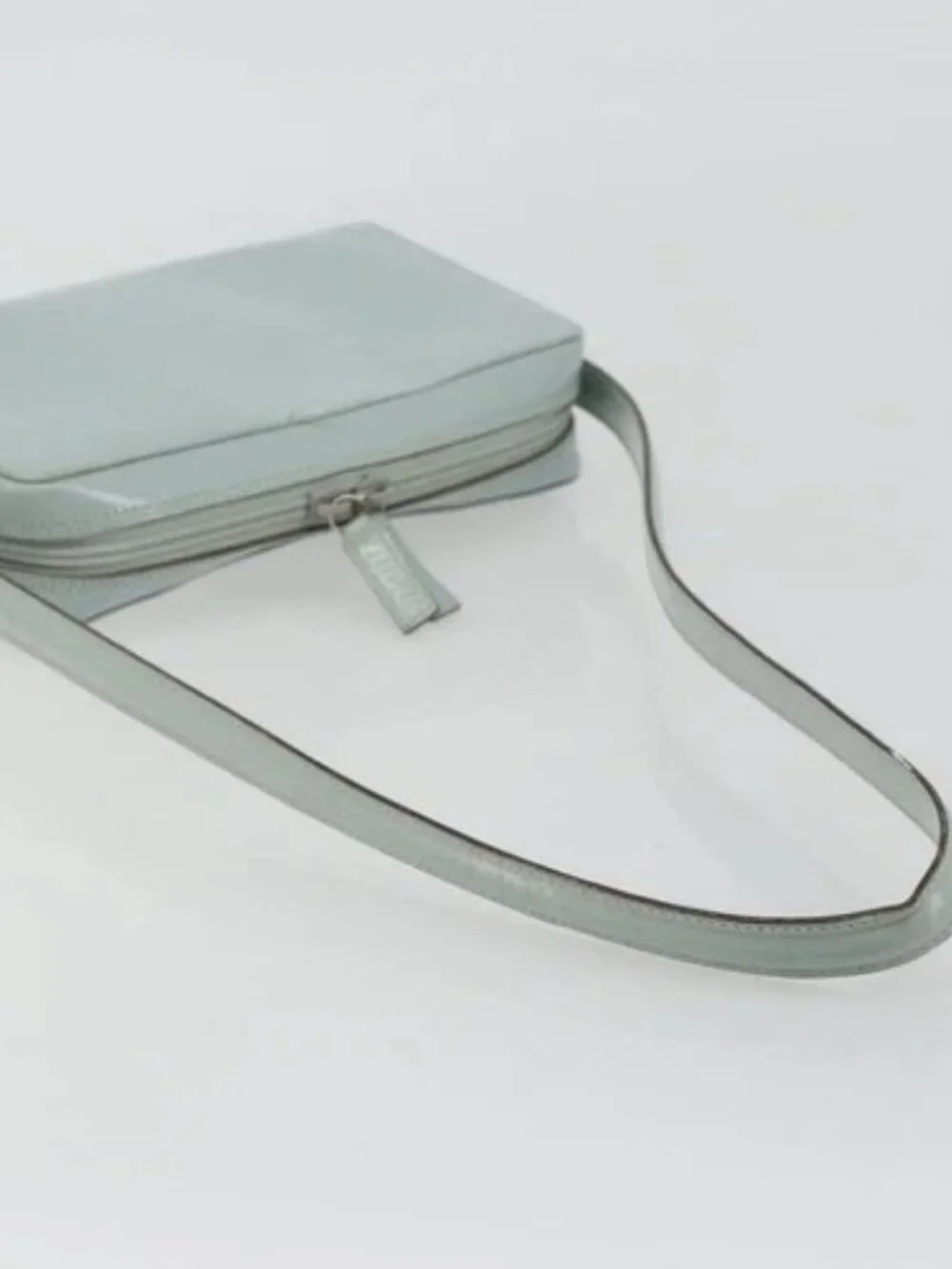 GUCCI Shoulder Bag Patent leather Light Blue Silver Auth ep14972